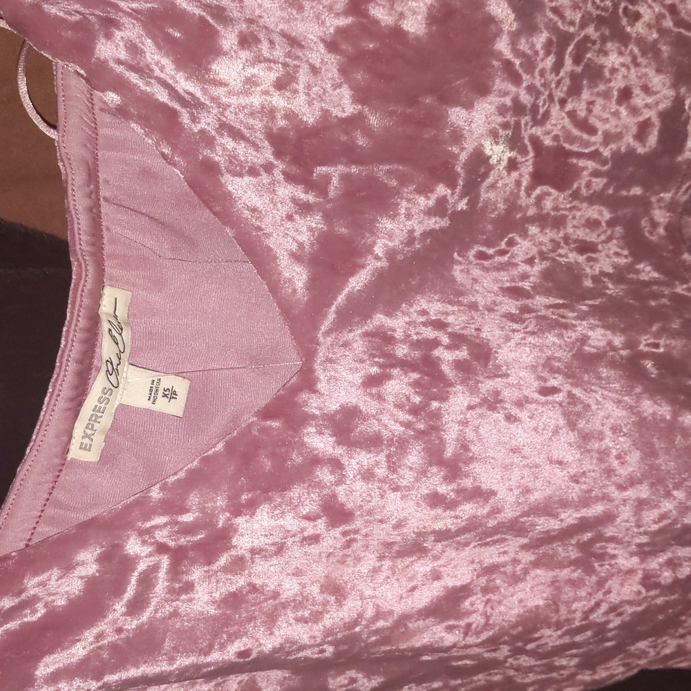 Express One Eleven Pink Crushed Baggy Cool Velvet Top Blouse Bralette XS / Med - Picture 4 of 7